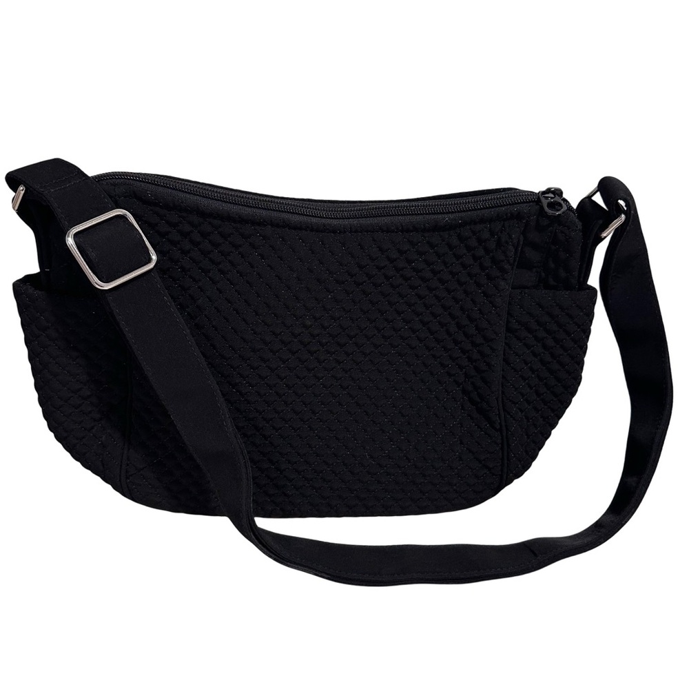 Set Vera Bradley On The Go Crossbody Purse Black, B&W Lining, & Matching Wallet - Picture 5 of 17